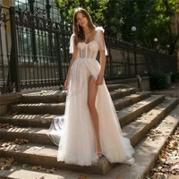 sexy sweetheart a line wedding dress for women 2022 slit backless bridal dress sweetheart bridal gown sweep train robe de mari%c3%a9e