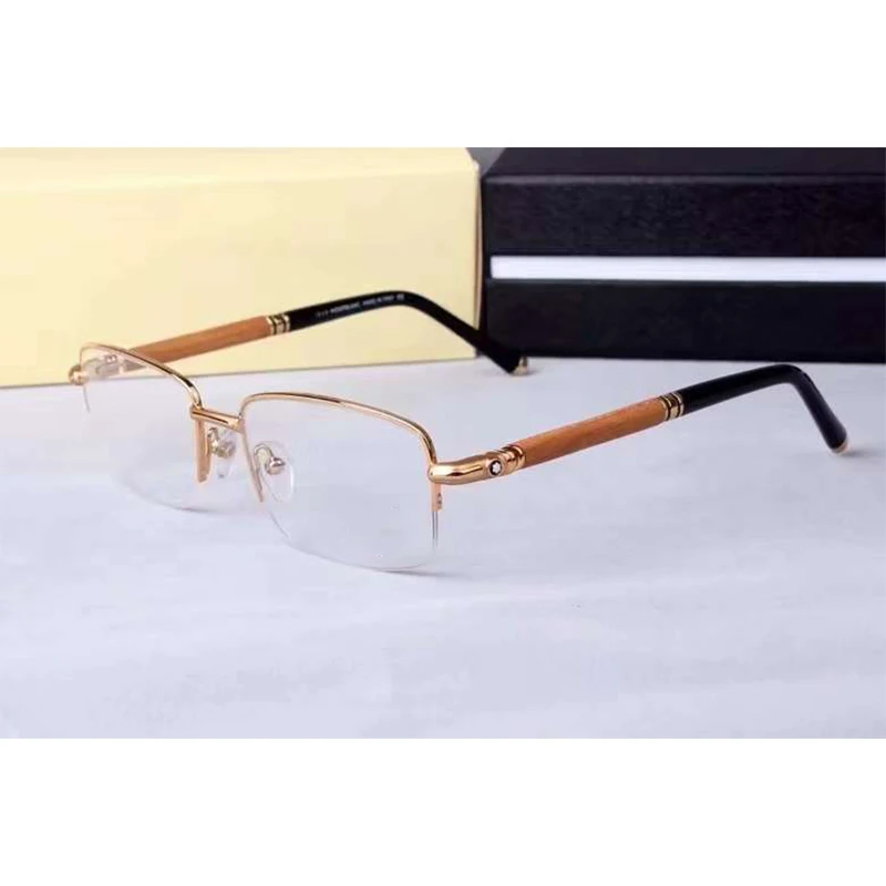 

Top Quality MB Brand Half-rim Square Prescription Glasses Frame Men Wood Optical Myopia Eyeglasses Frames Original Box MB534