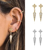 tiande silver color gold plated dangle earrings for women zircon piercing cross stud drop earring 2022 fashion jewelry wholesale