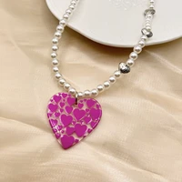 one piece rose red transparent heart shaped retro pearl series necklace for women everyday gift wholesale free shipping items