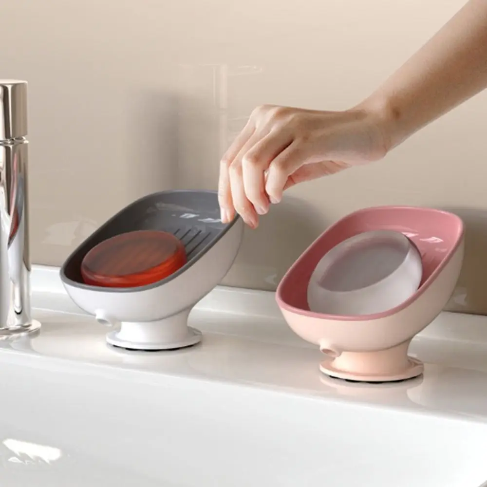 Присоска для мыла пластиковая дренажная полка двухслойная хранения Органайзер