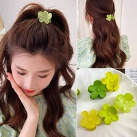 summer green hair claw clip cute flowers catch clips women girls sweet hairpin acrylic barrettes headdress hair accessories