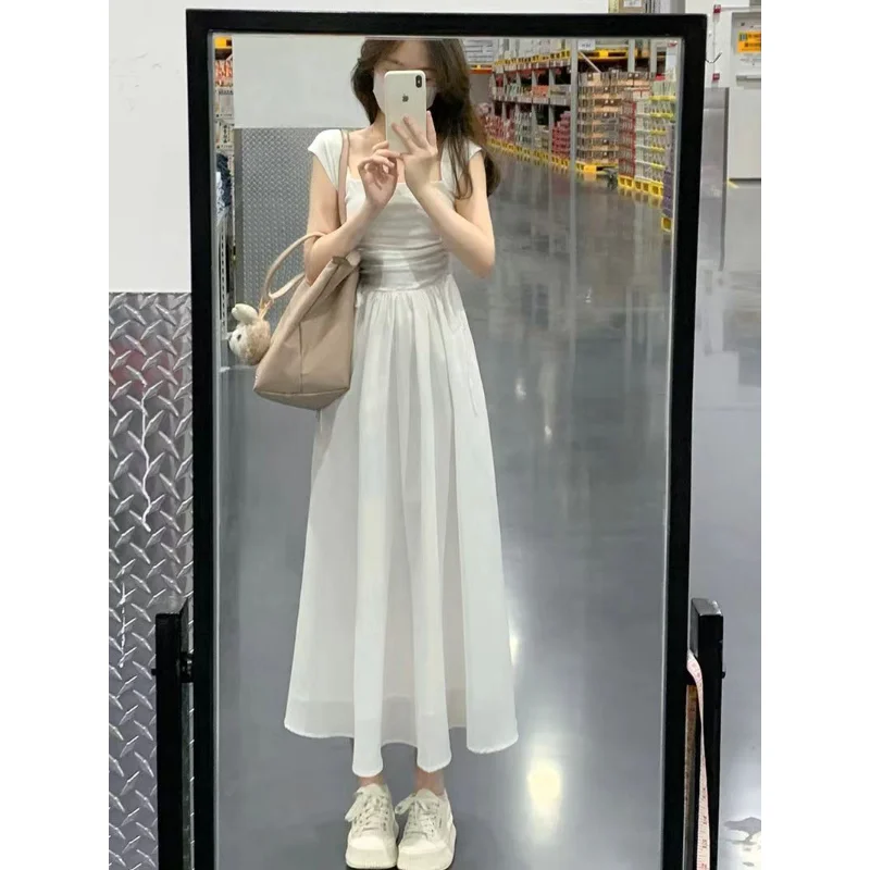 

Dress Women Square Collar Chic Gentle Summer Sweet Temper Sundresss Midi Vestido French Style Leisure Fairycore Fashion Clothing