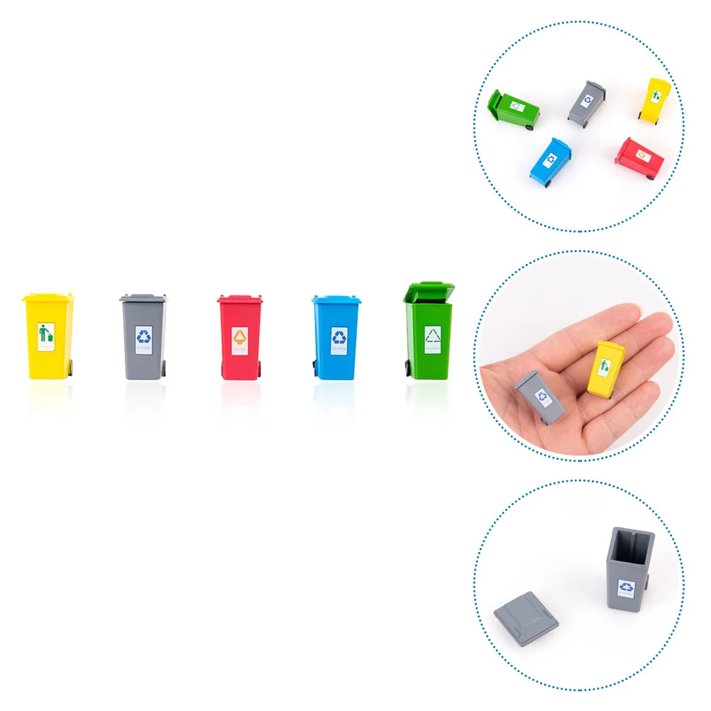 

Trash Can Mini Toys Garbage Truck Decor Waste Small Tiny Wastebasket Toy Miniature Desktopdesk Holder Lidmodel Management