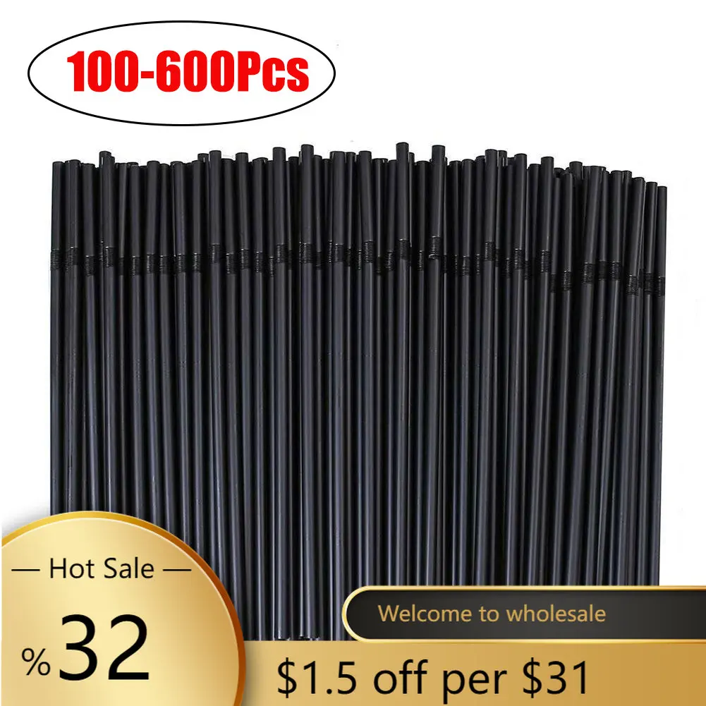 

100-600 шт., гибкие пластиковые аксессуары для напитков, 21 см