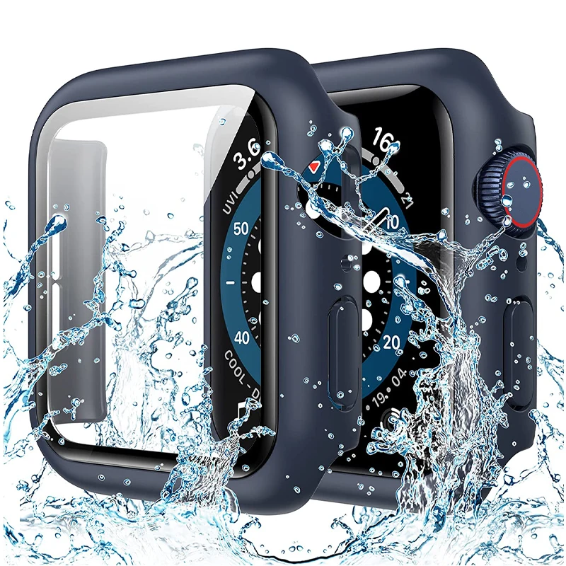 Стекло и чехол для Apple Watch 7 6 SE 5 4 3 iWatch аксессуары защиты экрана серии watch 45 мм 44 41 40 42