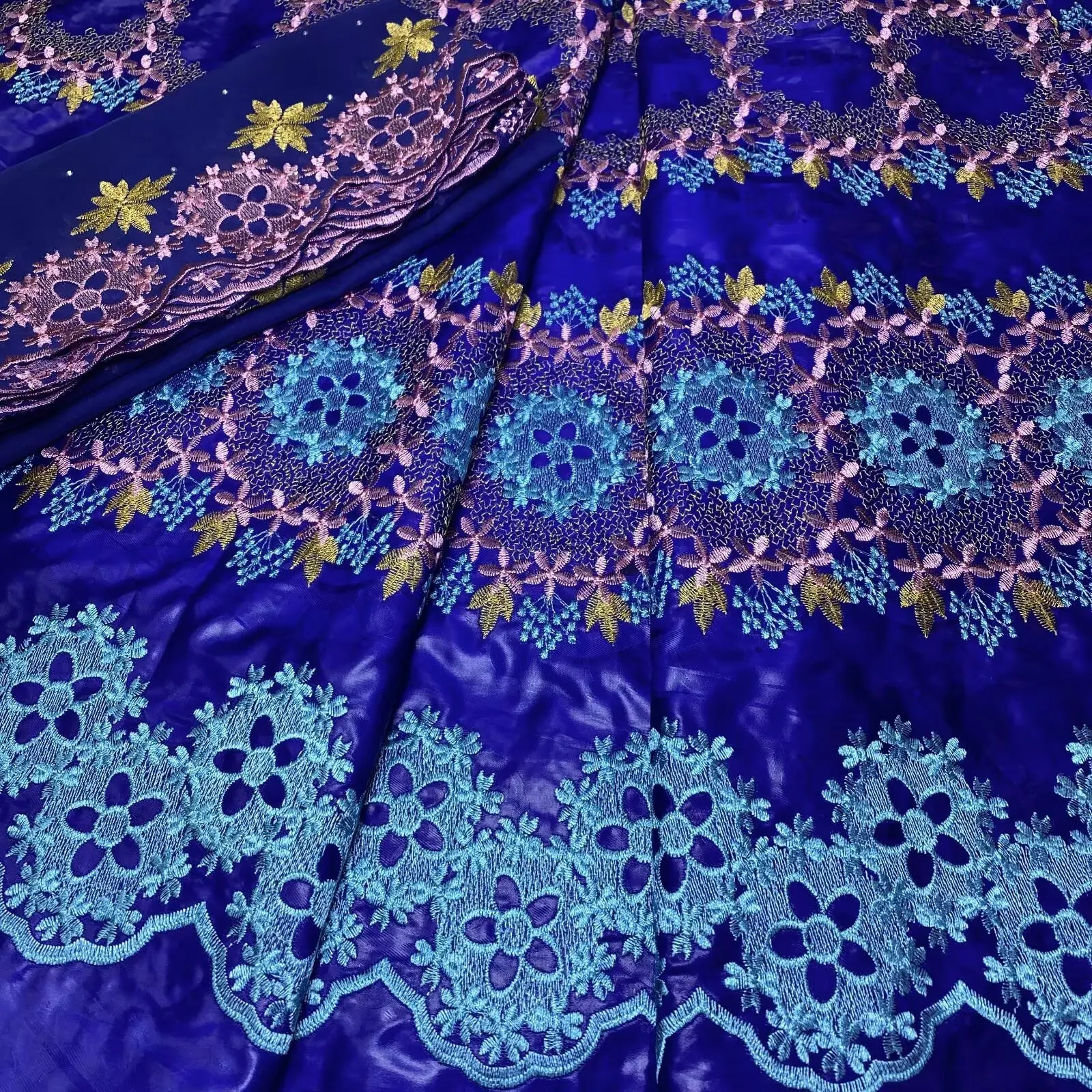 5 + 2 ярда Новое поступление красный африканский базин богатая ткань нигерийский