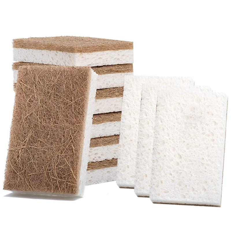 

Dish Sponge - 10 Pack Kitchen Scrubber,Biodegradable Plant Based Cleaning Sponges For Sustainable Living,Odor Free