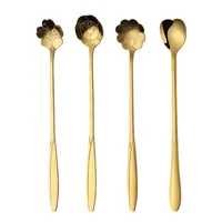 Stainless Steel Gold Coffee Spoon Dessert Spoons Stirring  Mixing  Sugar  Stir Ice Cream Cake Teaspoon Set