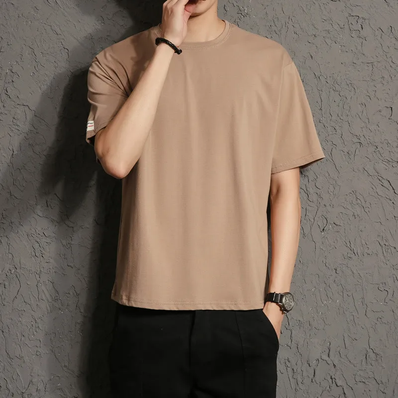 

B1211-Short-sleeved t-shirt men's 2019 summer new white cotton round neck Slim print trend half sleeve