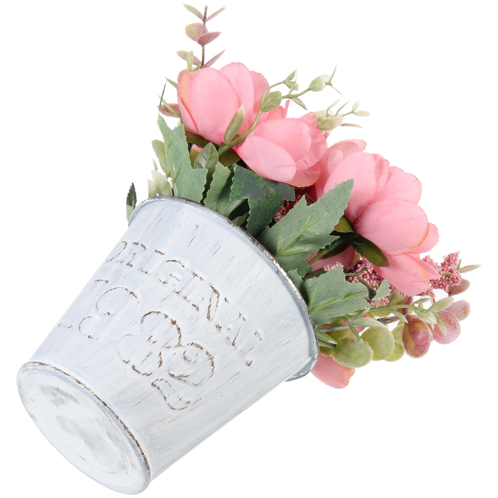 Outdoor Pots Faux Bouquets Artificial Potted Faux Flowers Metal Pots Metal Potted Flower Artificial Flower Potted