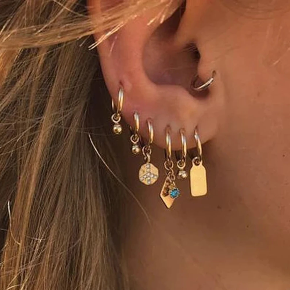 

Artilady Gold Hoop Earrings for Women Boho Dangle Huggie Earrings Cartilage Cross Ear Rings Girls Summer Fashion Jewelry Gift