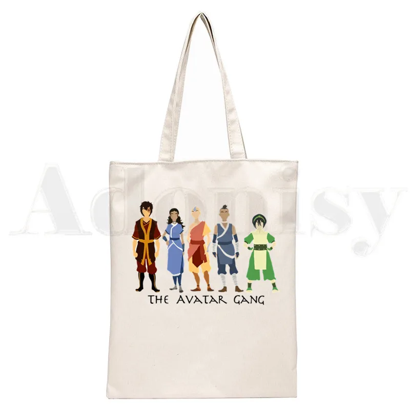 Avatar The Last Airbender Print Reusable Shopping Bag Women Canvas Tote Bags Printing Eco Bag Cartoon Shopper Shoulder Bags