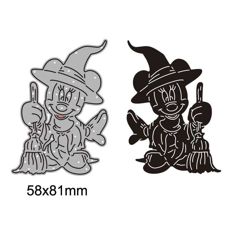 Хэллоуин Минни Маус с метлой вырезанные штампы Disney персонаж ведьма Diecut Новинка