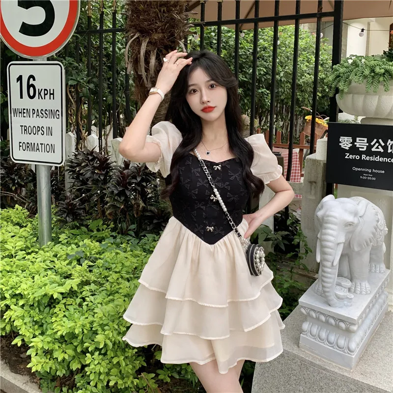 

2022 летнее милое женское мини-платье в японском и корейском стиле, цельнокроеное винтажное шикарное платье Y2k с цветочным принтом, мягкое мил...