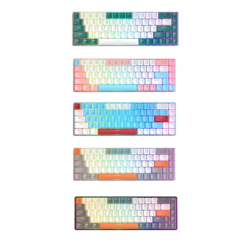 

T8 Mechanical Gaming Keyboard Type C RGB Backlit Double-Shot Keypad Durable 68 Keys Gaming Keyboards Hot Swappable