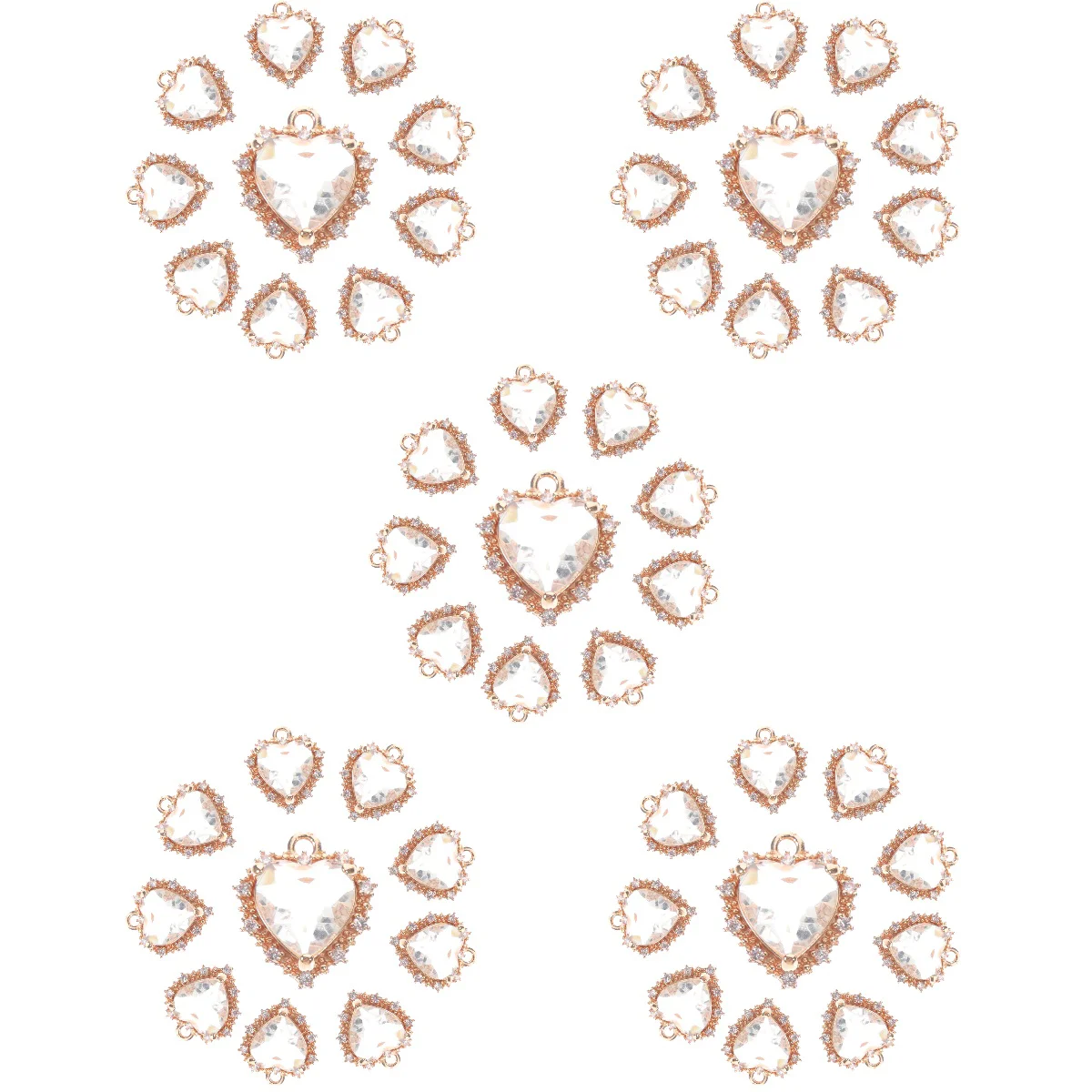 50 Pcs Micro Diamond Heart Jewelry Accessories Necklace Crafts Decors Pendant Making Copper Novelty Ornaments Handmade Adorable