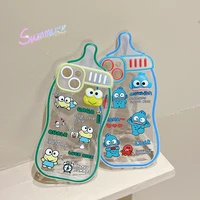 fun creative 3d baby bottle sanrio keroppi hangyodon phone case for iphone 11 12 13 pro max x xs xr transparent silicone cover