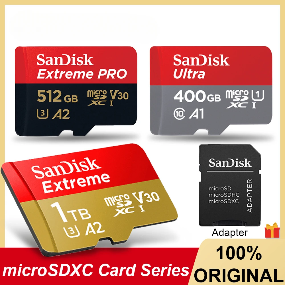 Оригинальная карта Micro SD Trans Flash microSDXC A2 UHS-I 4K памяти 64 Гб 128 ГБ 512 1 ТБ Ultra A1 U1 U3 C10 TF для