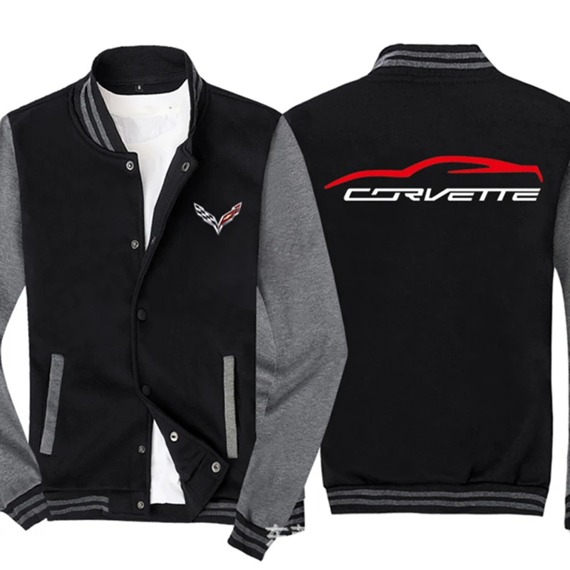 

Men Baseball Uniform for CORVETTE Car Logo Print Casual Hip Hop Harajuku Warm Sweatshirts Men Baseball Jacket Slim