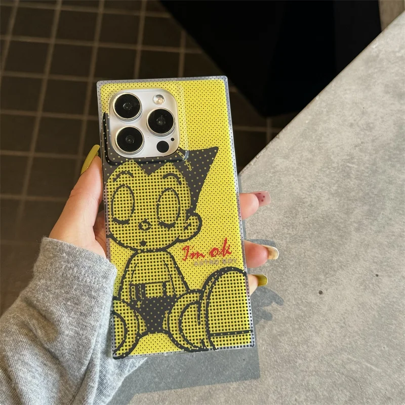 Японский чехол для телефона Astro Boy A-Astroboy iPhone 16 15 14 13 12 Pro Max роскошная квадратная