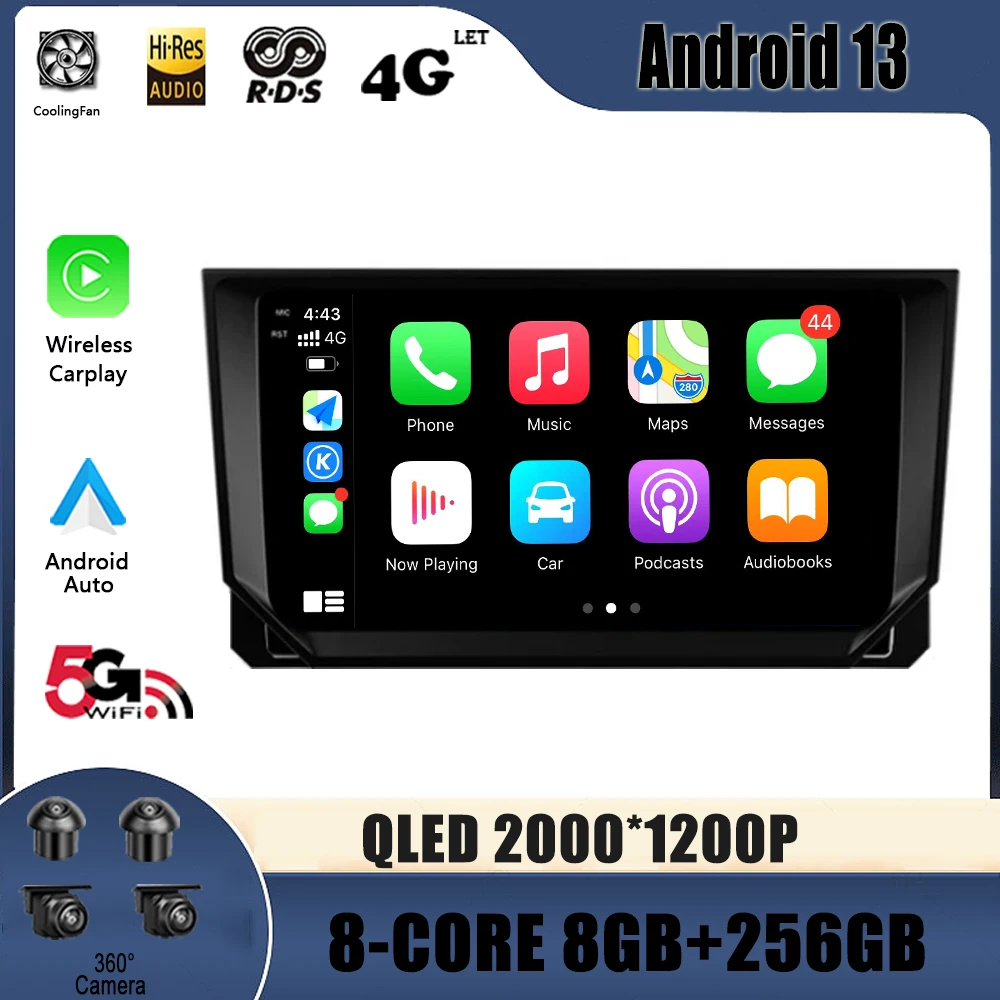 

Автомагнитола, мультимедийный видеоплеер с GPS для Seat Ibiza 2017-2020, Android 13, навигация No 2 Din, DVD-плеер, Авторадио