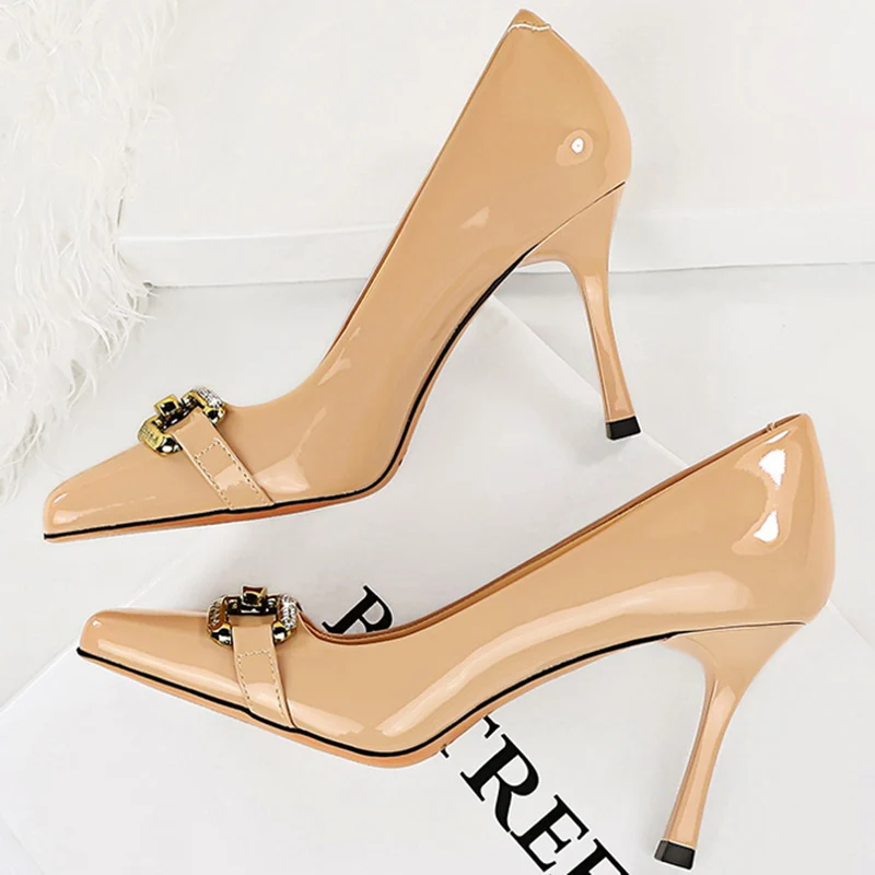 Туфли BIGTREE женские на шпильке 8 5 см Элегантные Глянцевые офисные туфли-лодочки из