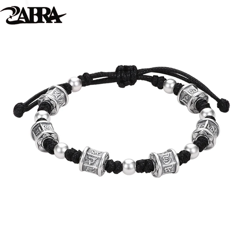Мужской браслет из стерлингового серебра ZABRA 925 браслет-мантра с шестью символами