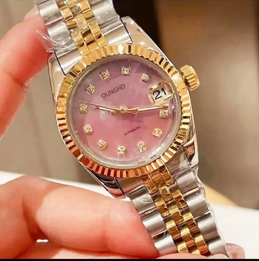 Luxury brand 2023 new 31MM automatic Miyota 6t51 movement pink dial 904L stainless steel strap casual women's watch