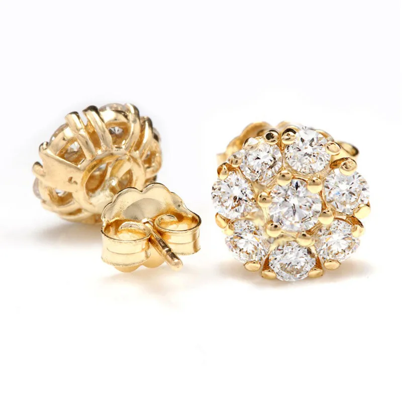 

Luxury Stud Earrings for Women Full Paved Cubic Zirconia Yellow Gold Color Female Wedding Earrinsg Delicate Gift Fashion Jewelry