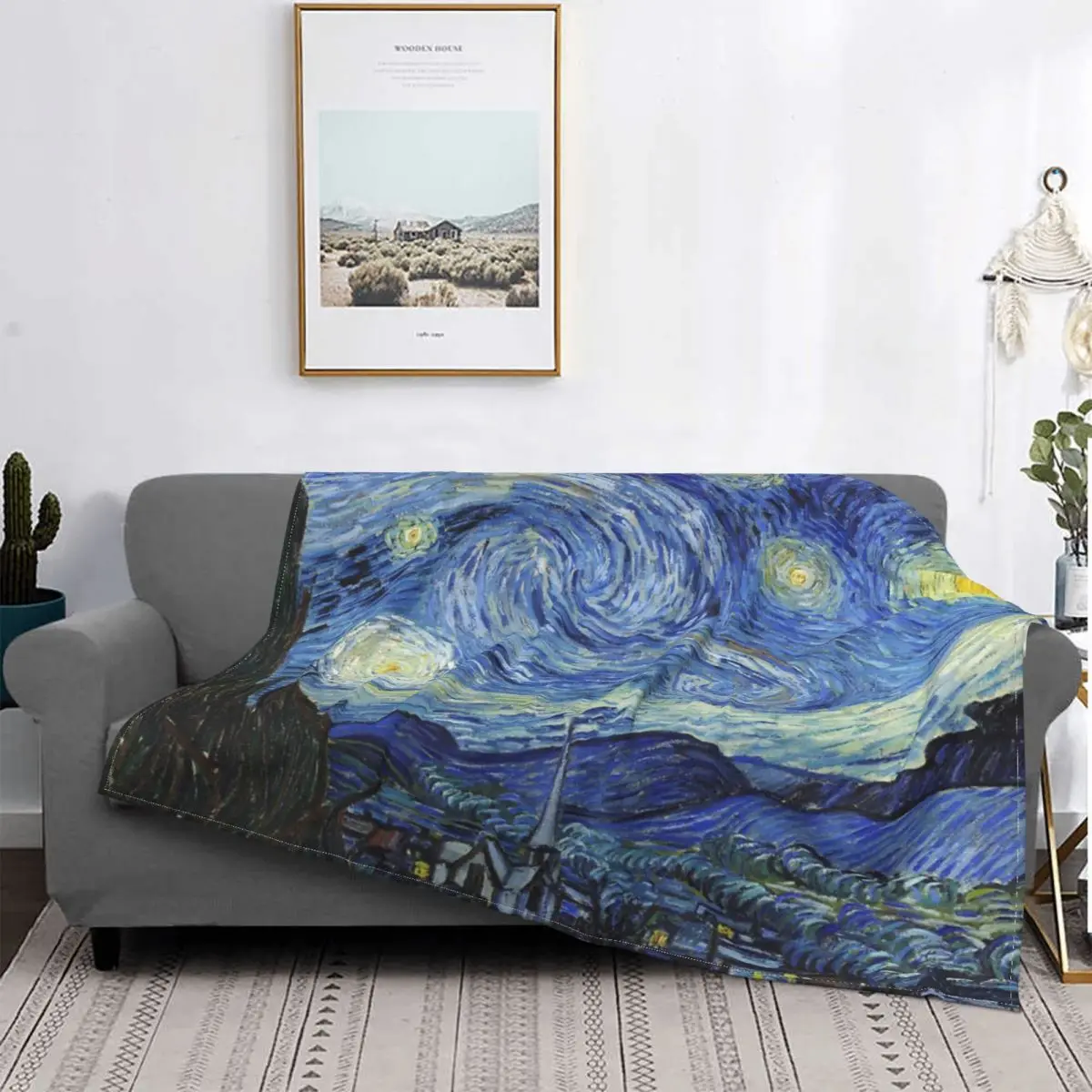 

Одеяло с изображением звездной ночи Ван Гога, покрывало на кровать, одеяло с изображением девушки из аниме, сверхлегкие зимние накидки на кровать с ворсом