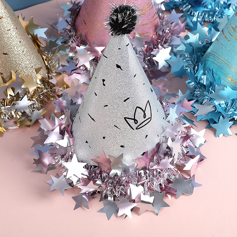 Конусные шапки для дня рождения блестящие звезды бумажная крышка с блестками