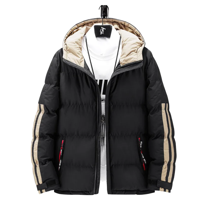 Winter Thicken Warm Padded Parka Men Patchwork Vintage Mural Print Down Jacket Streetwear Harajuku Oversized Coat  Men's Outwear