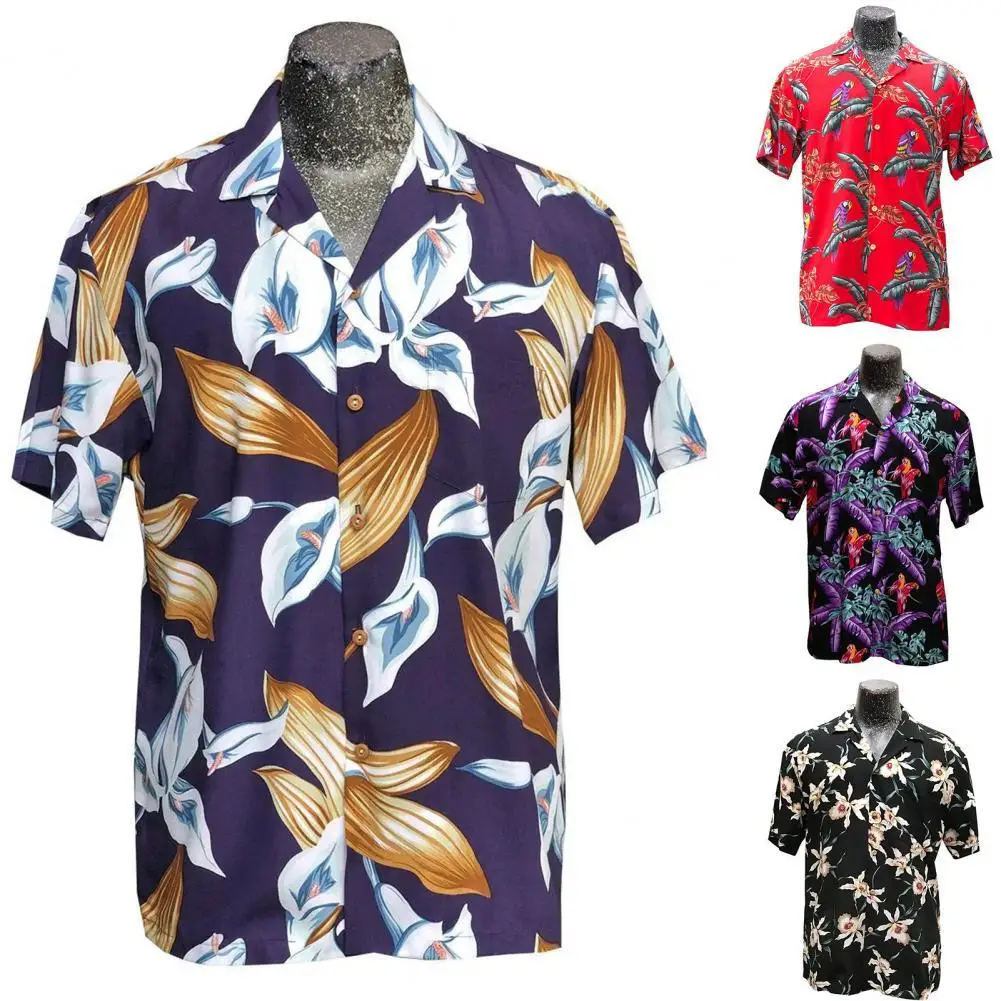 

Machine Washable Easy-wearing Hawaiian Type All-Match Print Men Shirt Clothing for Business