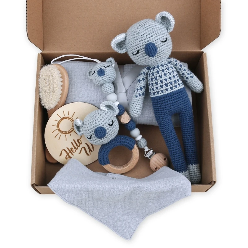 

Upgraded Koala-series Baby Toy Set Babies Hair Brush Pacifier-chain Ring-Teether