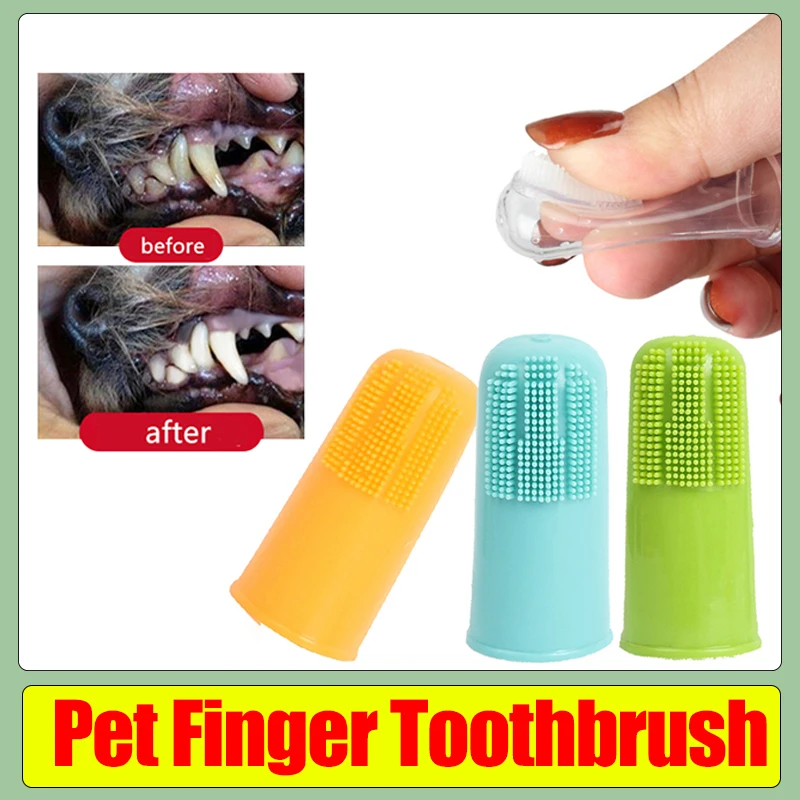 

4 Colors Super Soft Pet Finger Toothbrush Teddy Dog Brush Bad Breath Tartar Teeth Tool Dog Cat Gum care Cleaning Pet Supplies
