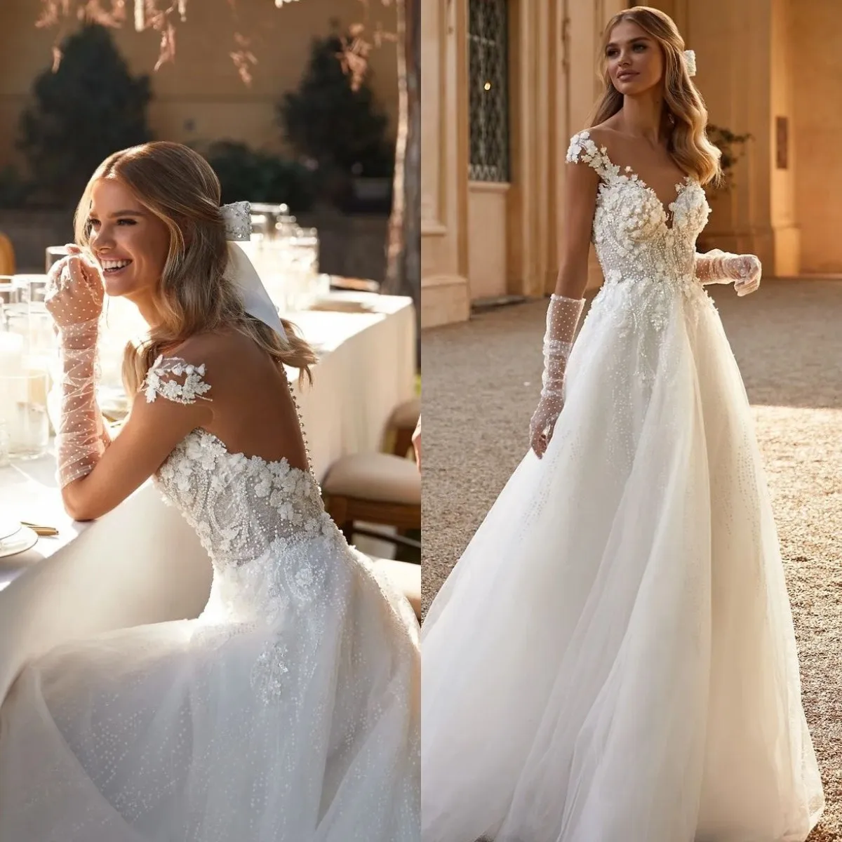 

Женское свадебное платье It's yiiya, белое Тюлевое платье с кружевной спинкой на лето 2023