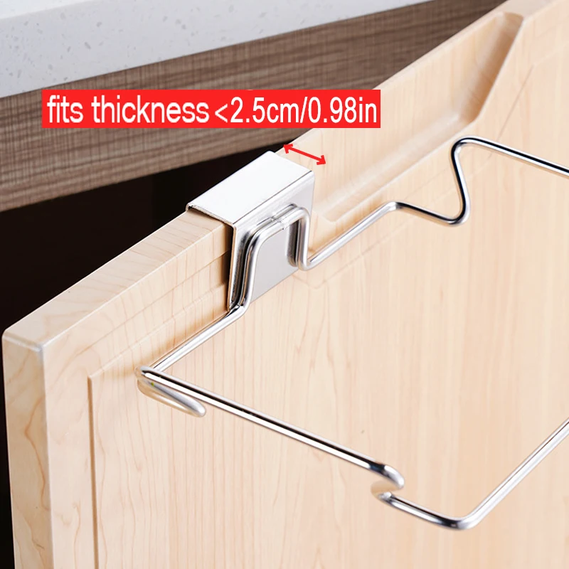 

Cocina Accesorios De Novedosos Kitchen Trash Rack Cabinet Door Garbage Bags Holder Stainless Steel Closet Storage étagères Shelf