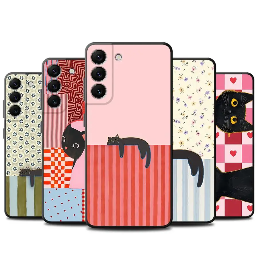 Фото Художественный чехол с черным котом для Samsung Galaxy A57 A32 A55 A26 A37 A22 A25 A24 A53 A73 A51 A23 A52 A36 A71 A72 A35 №2