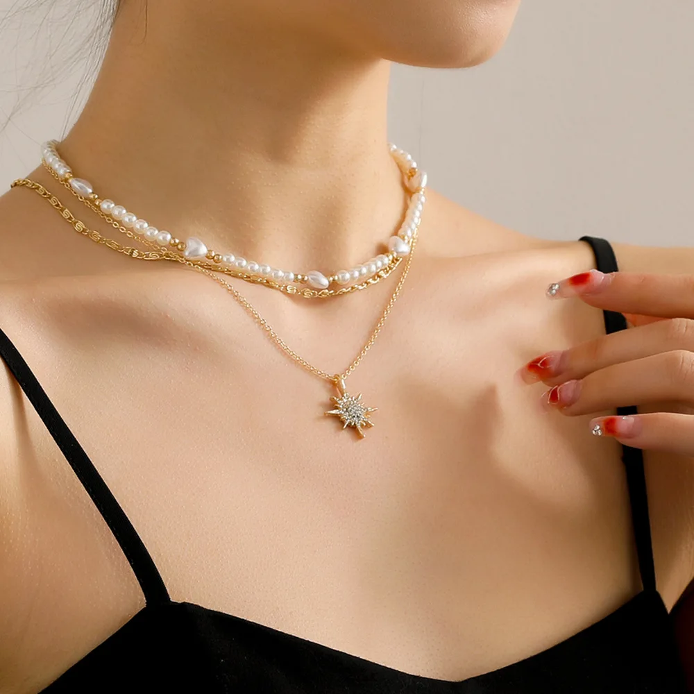 

Fashion Multilayer Irregular Imitation Pearl Choker Necklace 2022 Chains Pendant Necklaces Jewelry for Women