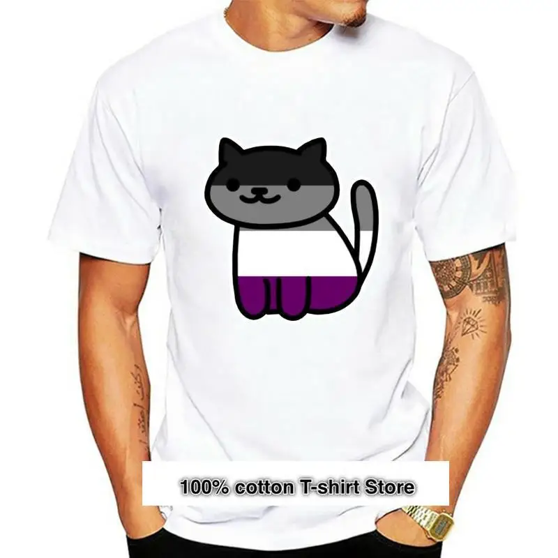 

Camiseta estampada de algodón para hombres y mujeres, camisa de cuello redondo, Neko Asexual, de manga corta