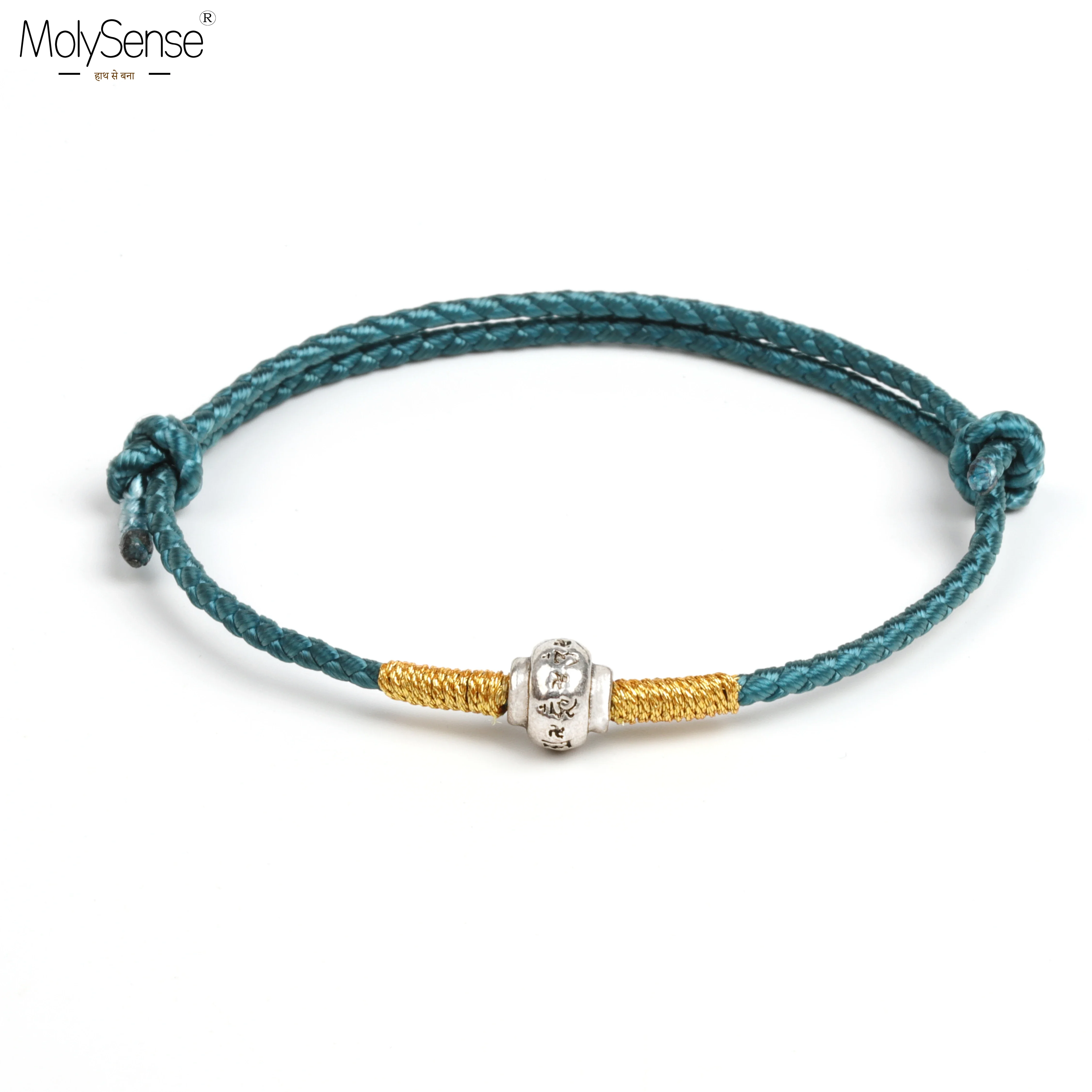 Molysense ручной работы Тибетский ОМ падмани Хум серебряный цвет металлическая нить