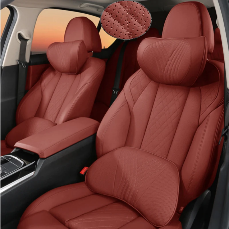 

Luxury Car Seat Back Support Pillow Breathable Leather Head And Neck Pillow Multifunctional Pillow Quilt Universal Car Interior