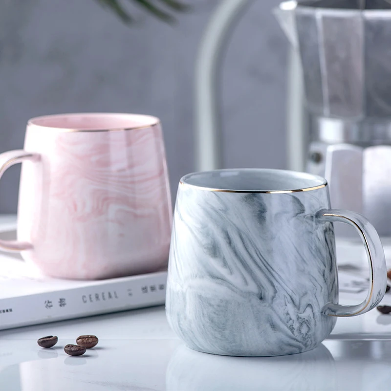 

Creative Marble Texture Coffee Mug Ceramic Water Cup Golden Edge Porcelain Mugs for Tea Breakfast Milk Lover's Gift