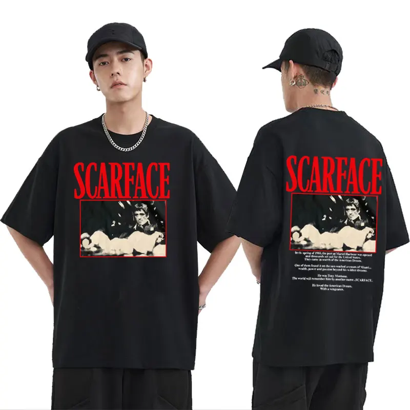 

Movie Scarface Tony Montana Graphic Tshirt Men Women Hip Hop Rock T-shirt Men's Fashion Casual T Shirts Unisex Pure Cotton Tees