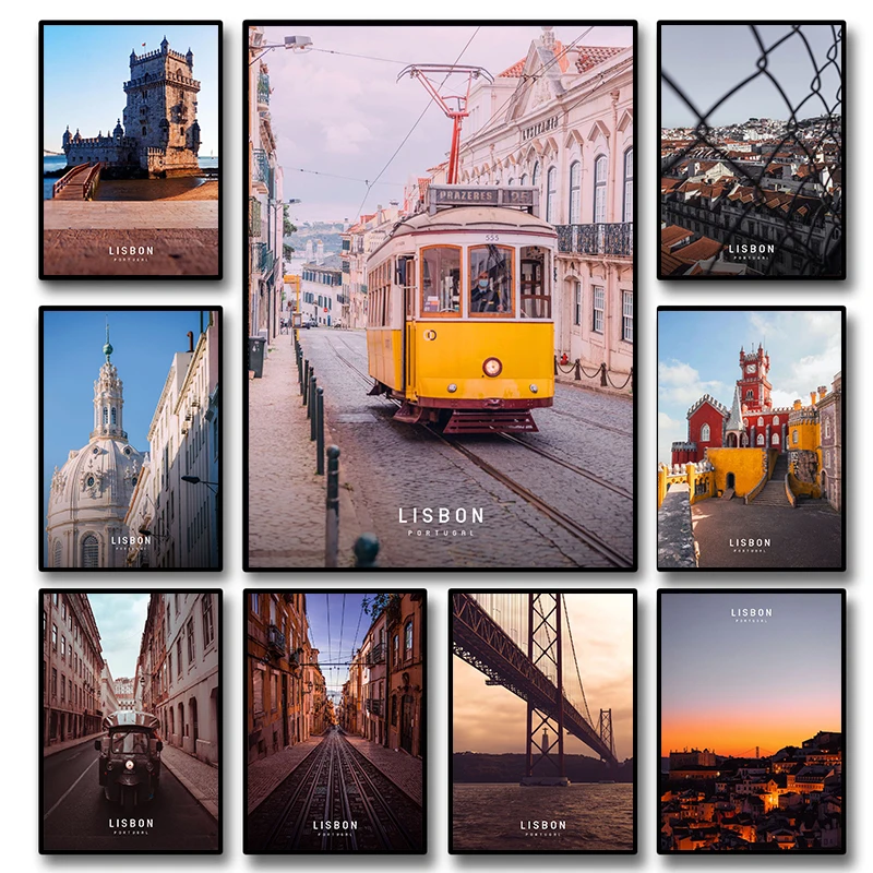 

Modern City Map Poster for Home Decoration, Nordic Wall Art, Canvas Painting, Frameless Pictures for Living Room, Lisbon