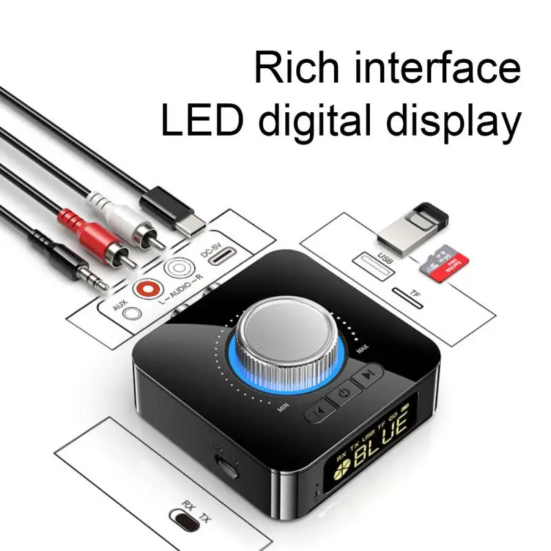

5.0 Receiver Transmitter Stereo AUX 3.5mm Jack RCA Handsfree Call TF U-Disk Play Wireless Audio Adapter For TV PC Car
