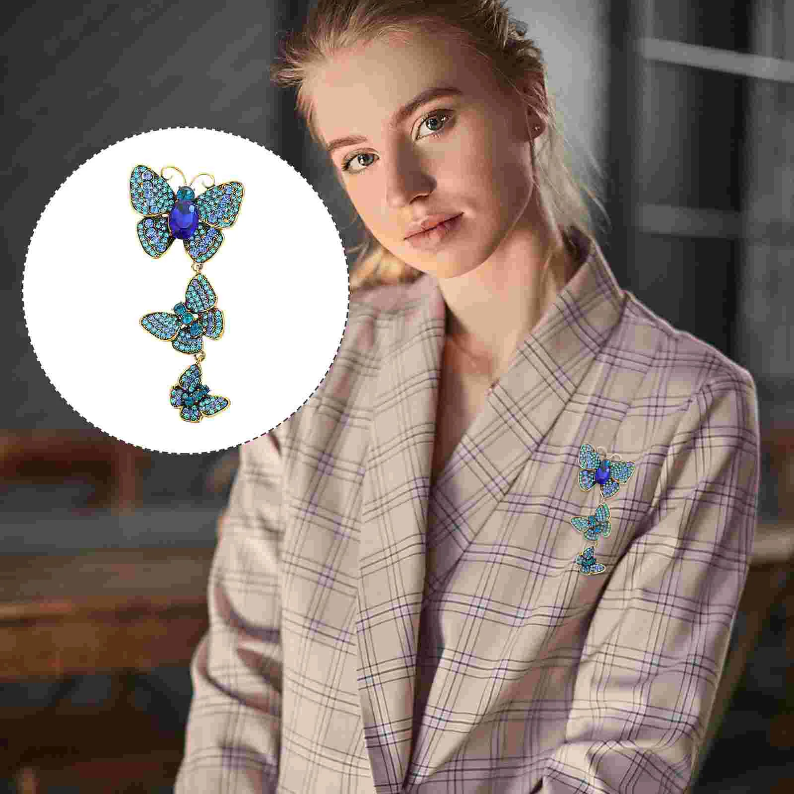 

Brooch Pin Gift Vintagebreastpin Butterflies Enamel Jewelry Corsage Crystal Clothing Ornaments Decorative Women Brooches