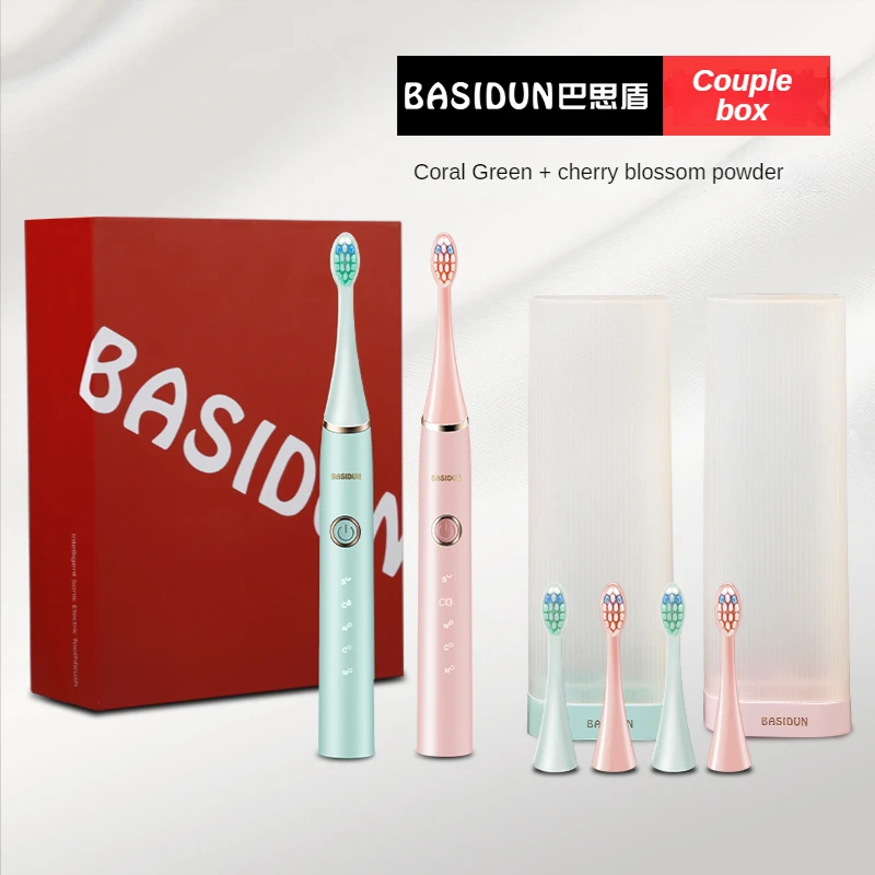 BASIDUN sonic Couple style electric toothbrush BSD-S6 Intelligent Timing Function 5 modes USB Charge IPX7 Waterproof 45000/min