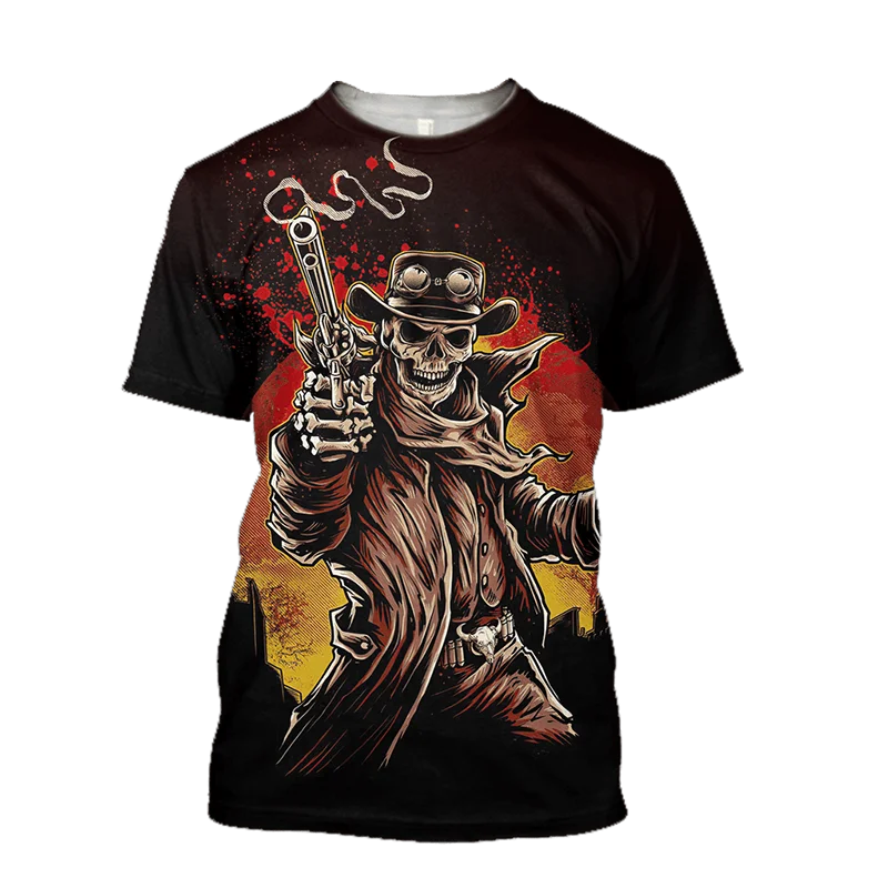 

2023 Summer Vintage Style Skull Pattern 3D Print Men's T-Shirt Oversized T-shirts Loose And Comfortable Men Clothing Tops Tees